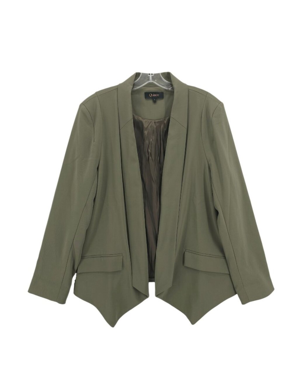 QUINCE Stretch Crepe Open Blazer Olive Green EUC Women's LARGE